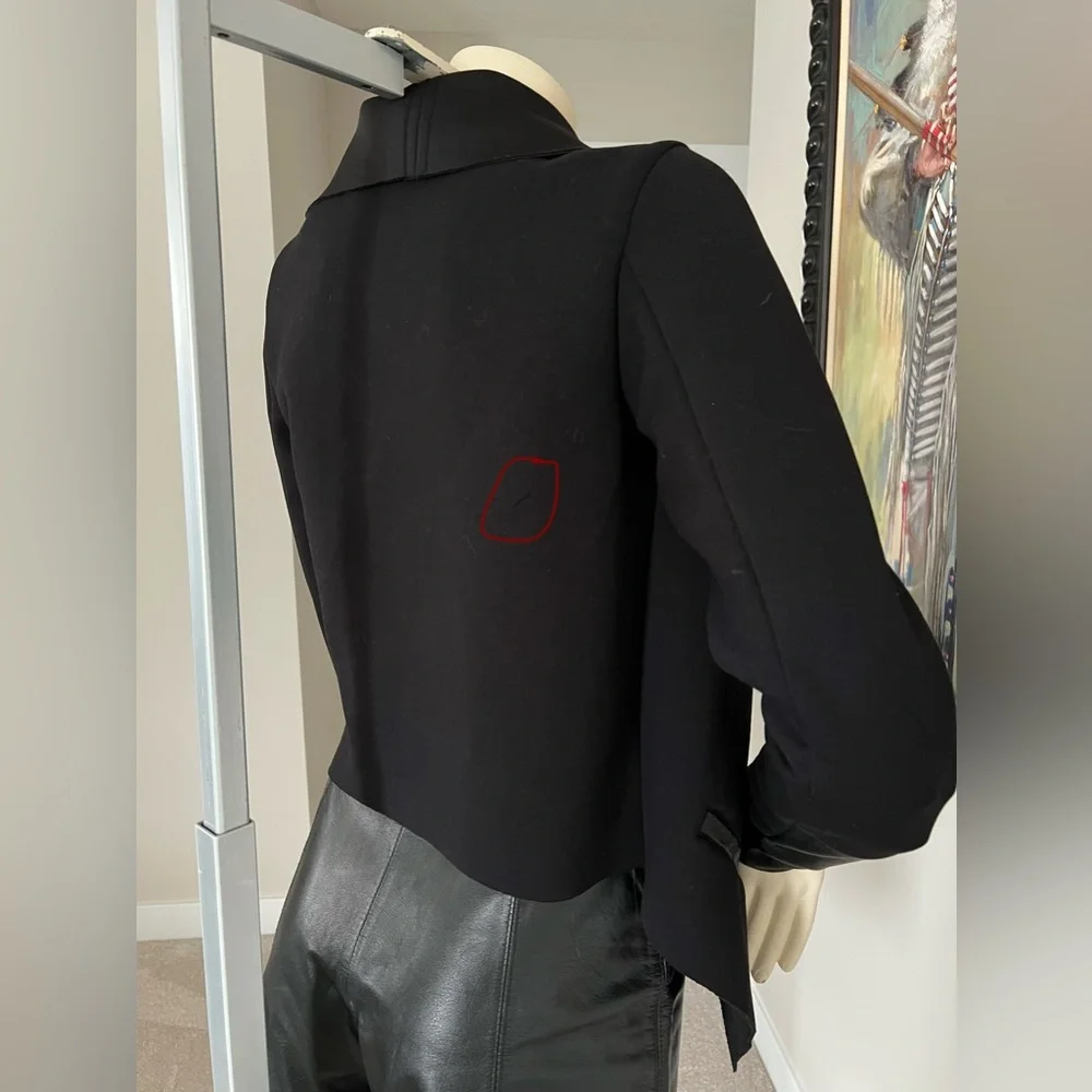 RUDSAK Black Draped Open-Front Jacket with Leather Trim – Modern Statement - Picture 16 of 16